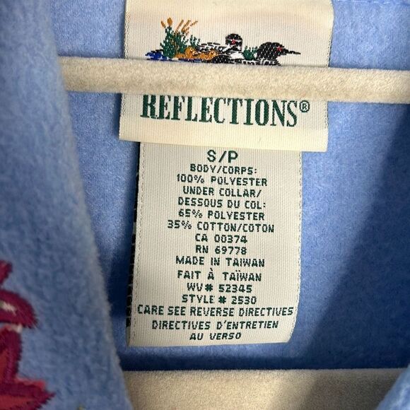 Vintage Northern Reflections Blue Spring Fleece Cardigan Jacket Small - Picture 2 of 8
